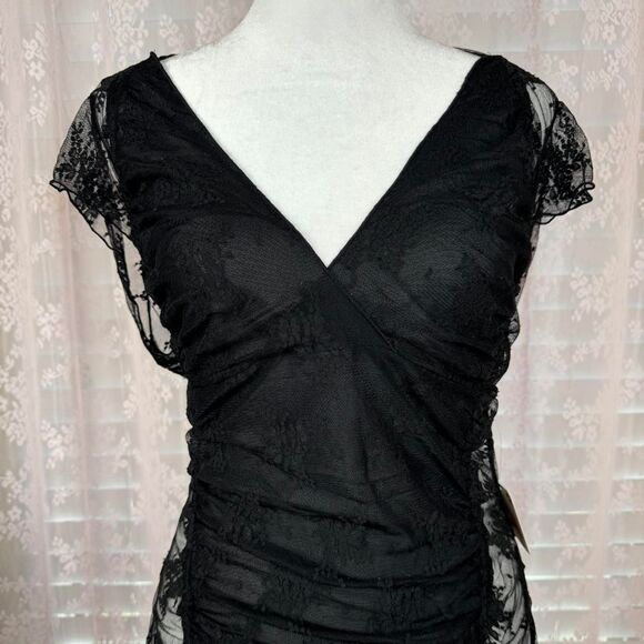 Free People new with tags black lace sheer fairy whimsy goth top - Picture 2 of 8